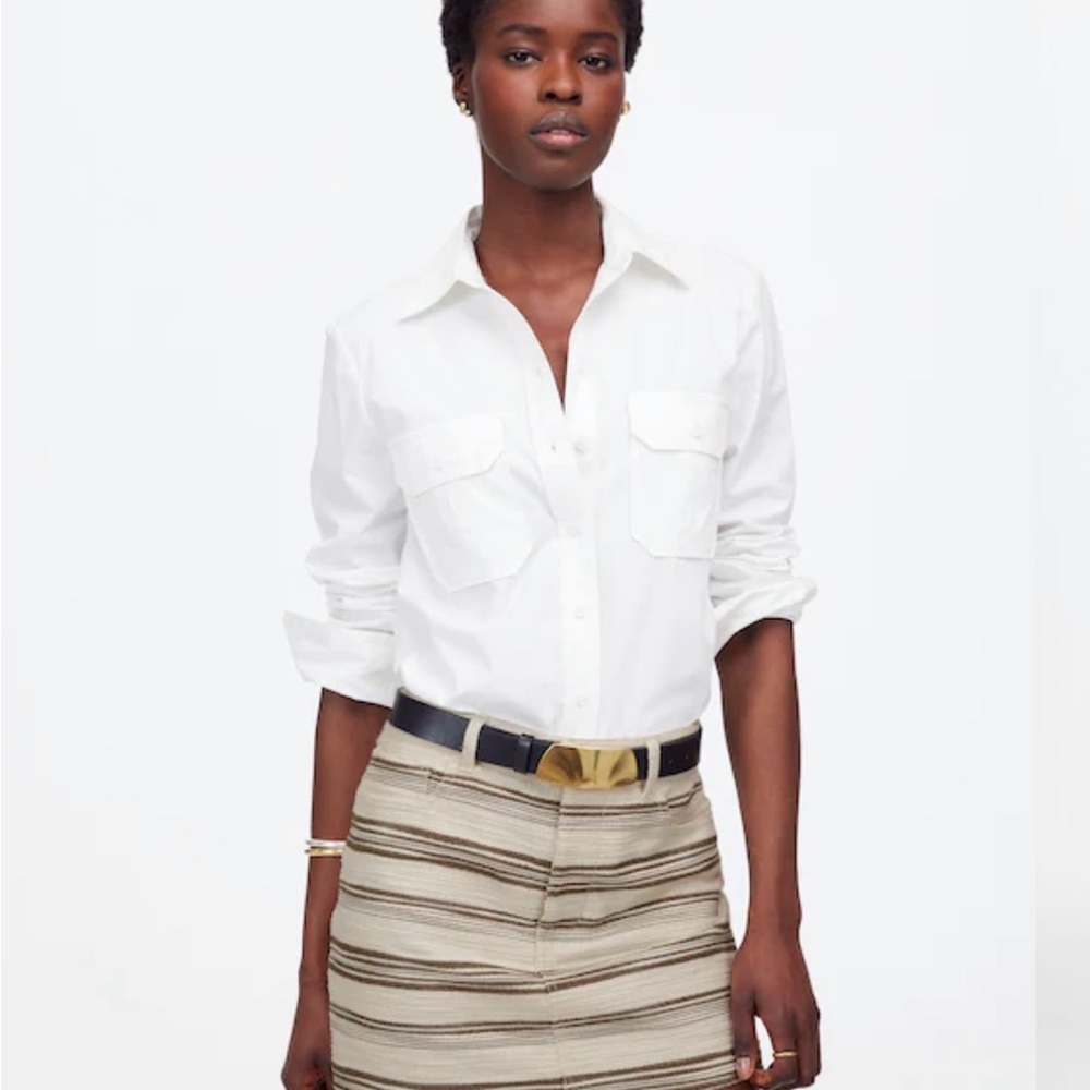 Madewell Beige Striped Mini Skirt